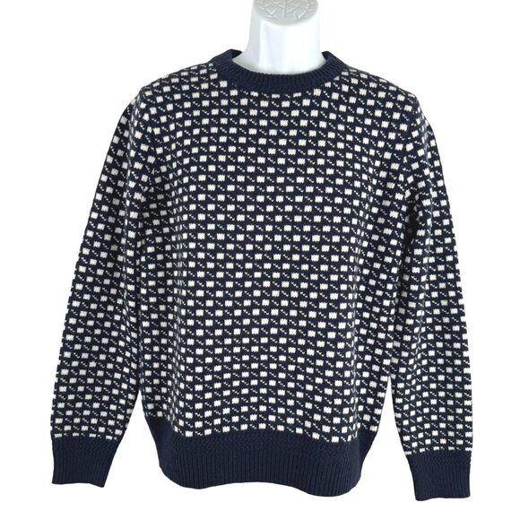J.Crew Rugged Merino Wool Blend Sweater Small Nautical Jacquard NWT CJ-1418 - Picture 1 of 10